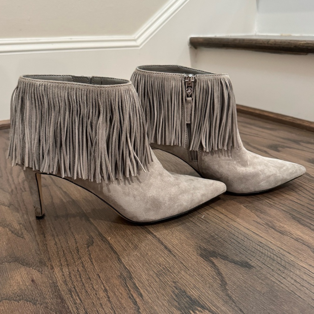 Sam Edelman Gray Suede Fringe Kandice Bootie Size 9